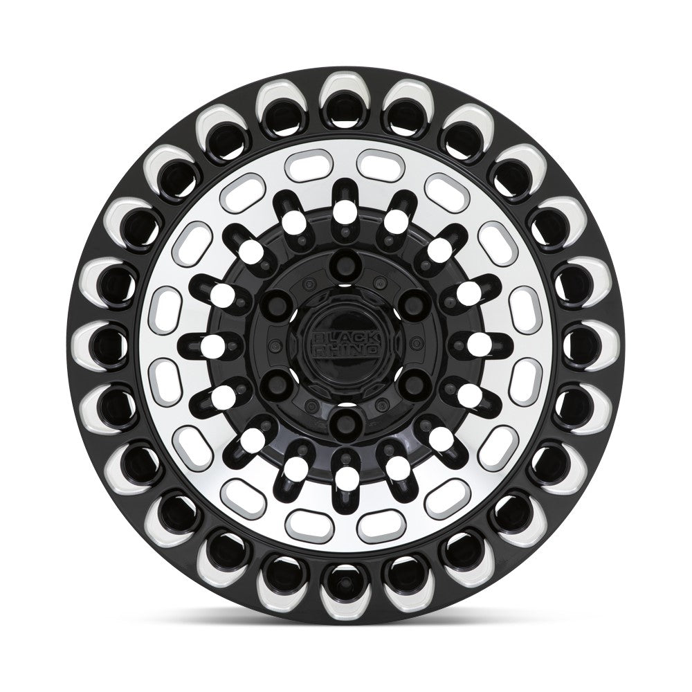 (Clearance - No Returns) 17x9.5 Black Rhino Labyrinth Gloss Black w/ Machined Face & Milled 6x120 12mm