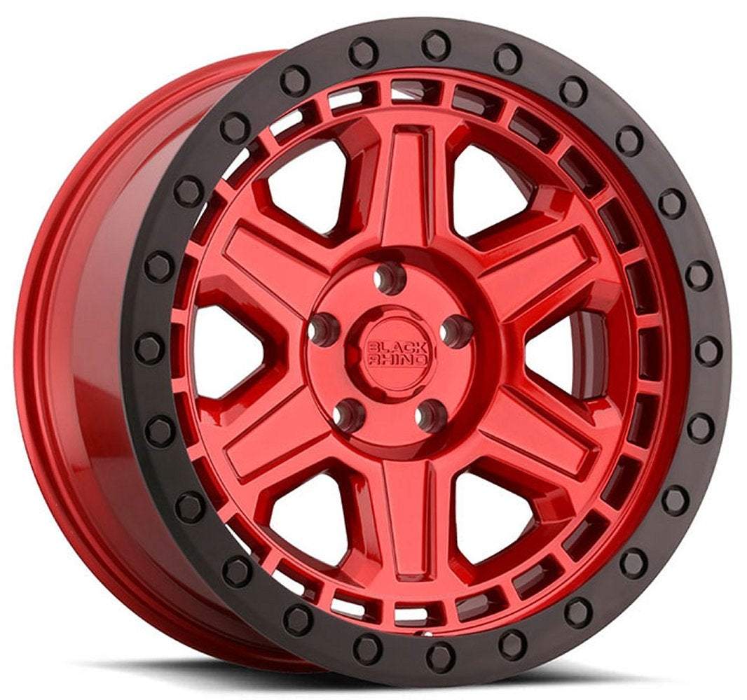 (Clearance - No Returns) 17x9 Black Rhino Reno Candy Red w/ Black Lip & Black Bolts  5x5/127 -18mm