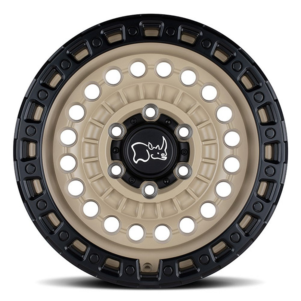 (Clearance - No Returns) 17x8.5 Black Rhino Sentinel Desert Sand w/ Black Lip 6x135 -10mm