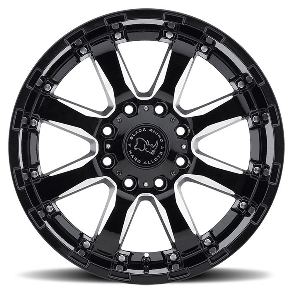 (Clearance - No Returns) 17x9 Black Rhino Sierra Gloss Black w/ Milled Spokes 6x5.5/139.7 -12mm