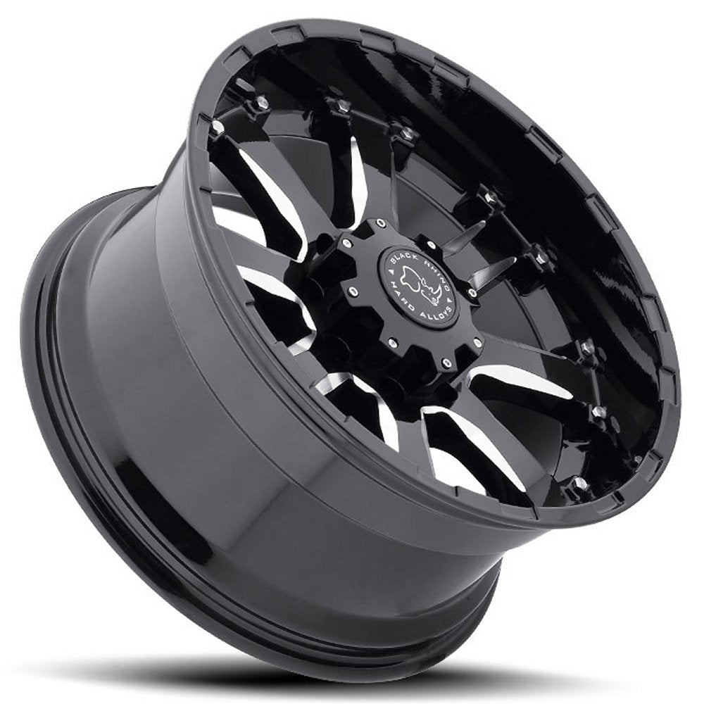 (Clearance - No Returns) 17x9 Black Rhino Sierra Gloss Black w/ Milled Spokes 6x5.5/139.7 -12mm