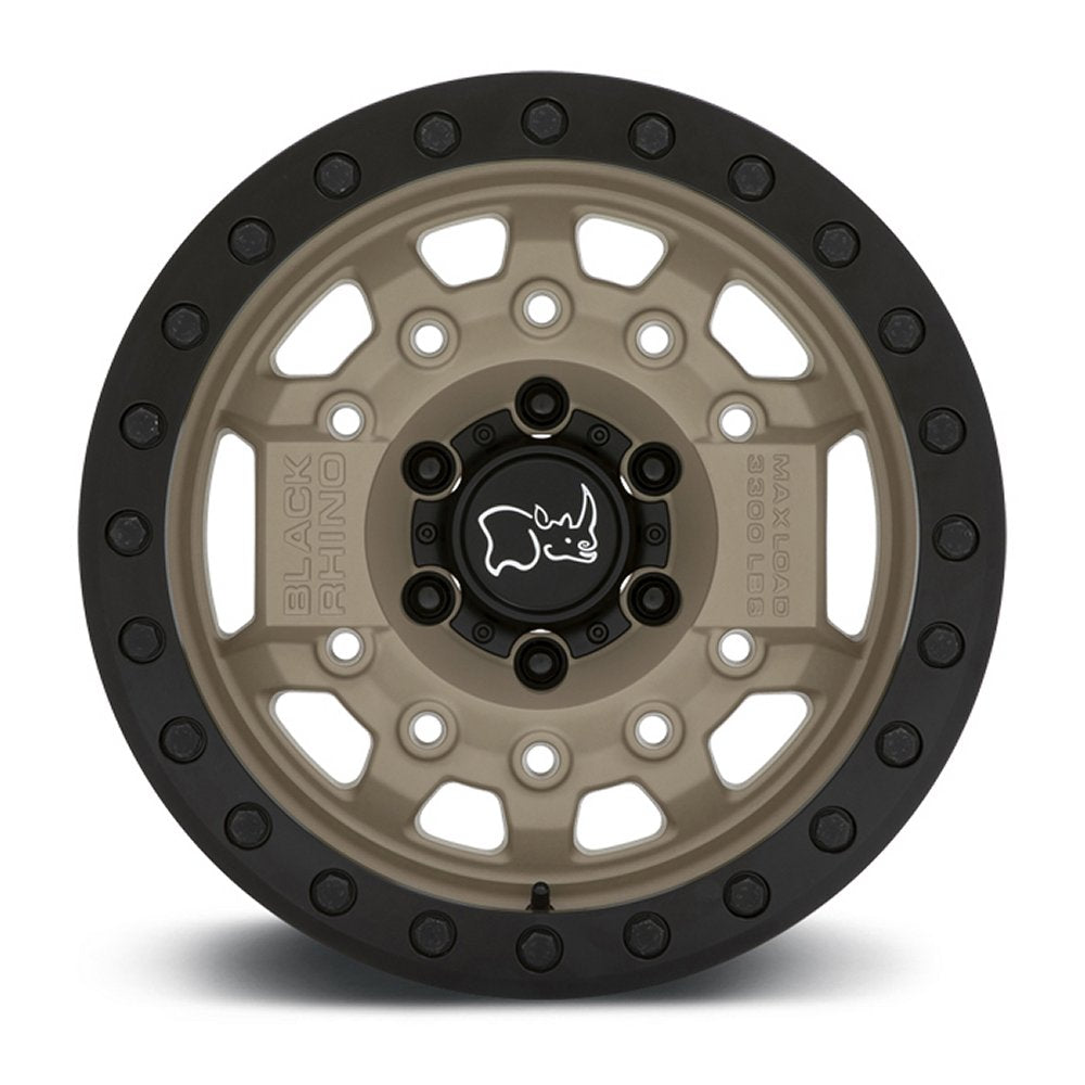 (Clearance - No Returns) 17x8.5 Black Rhino Avenger Beadlock Desert Sand w/ Black Hardware (True Beadlock) 6x5.5/139.7 0mm