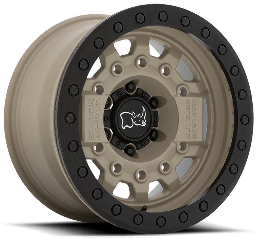 (Clearance - No Returns) 17x8.5 Black Rhino Avenger Beadlock Desert Sand w/ Black Hardware (True Beadlock) 6x5.5/139.7 0mm