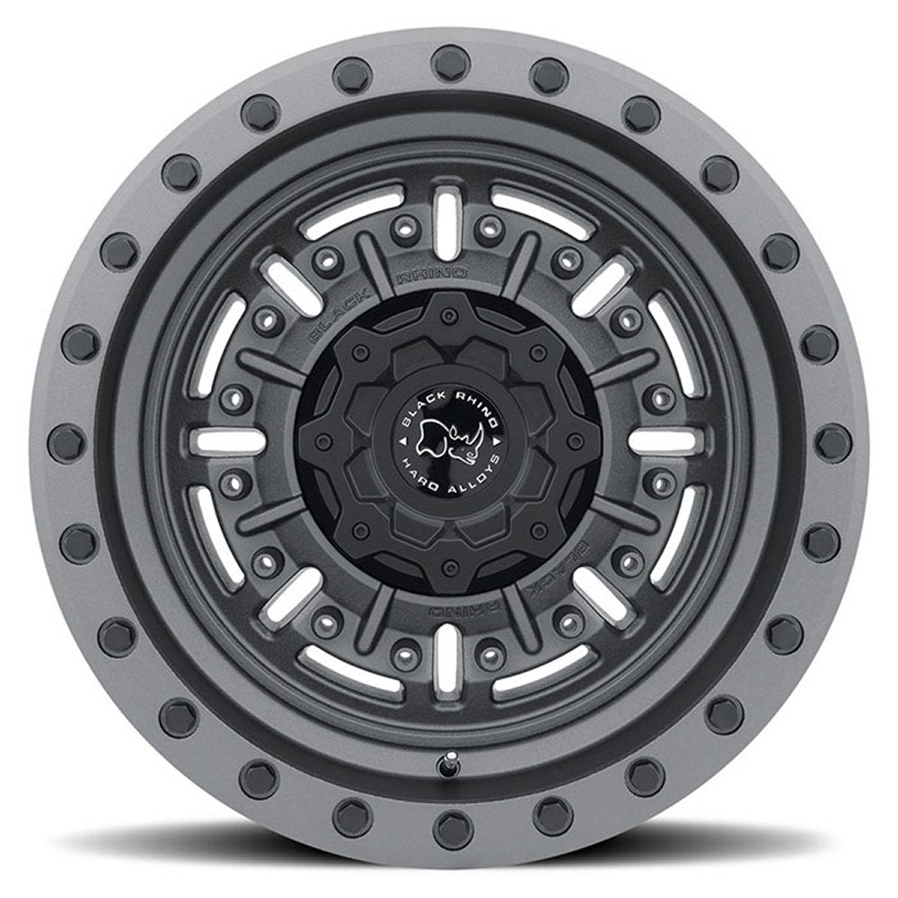 (Clearance - No Returns) 17x8.5 Black Rhino Abrams Gun Black w/ Machined Dark Tint Lip  6x135 0mm