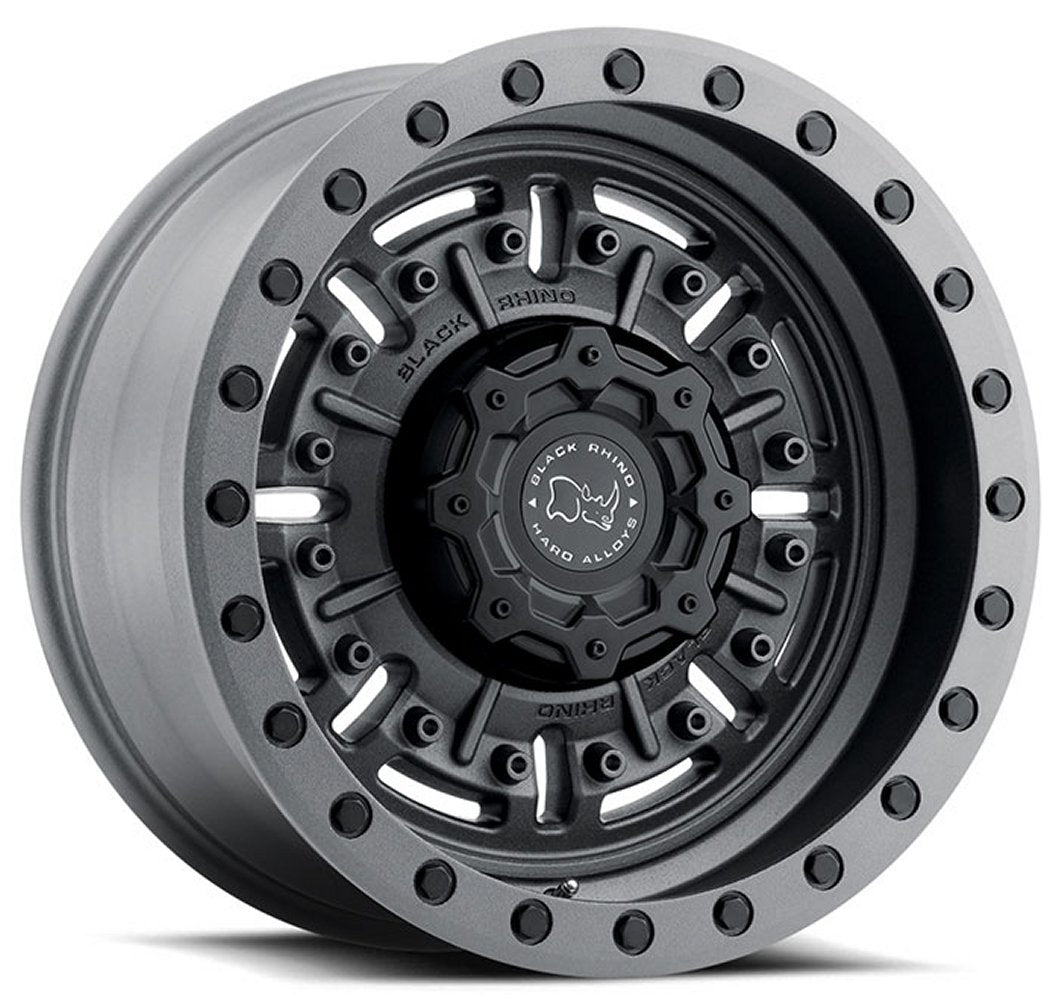(Clearance - No Returns) 17x8.5 Black Rhino Abrams Gun Black w/ Machined Dark Tint Lip  6x135 0mm