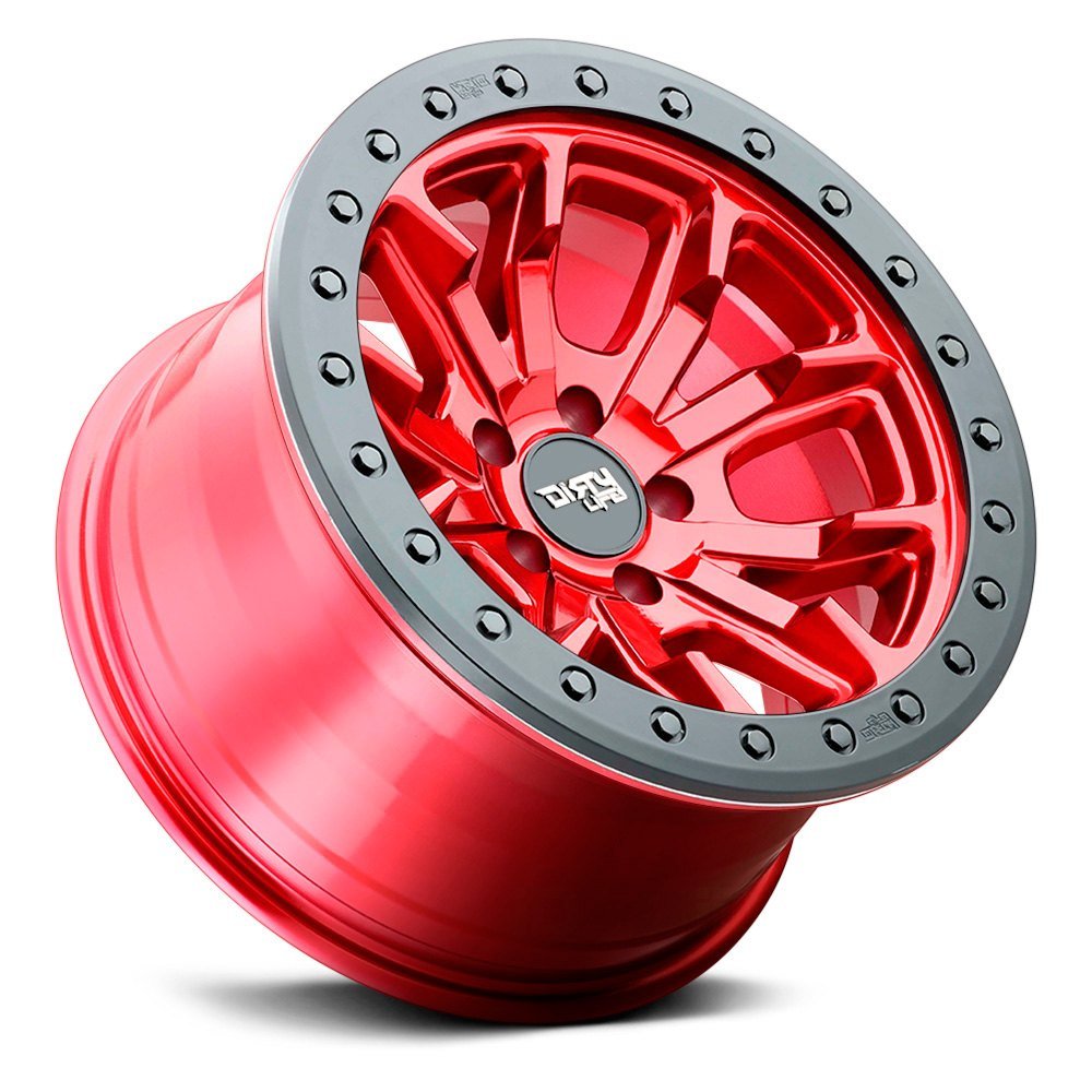 (Clearance - No Returns) 17x9 Dirty Life 9303 DT-1 Crimson Candy Red w/ Simulated Beadlock Black Ring 6x135 -12mm