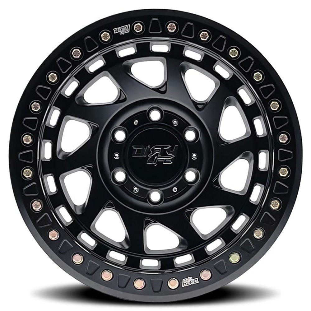 (Clearance - No Returns) 17x9 Dirty Life 9313 Nigma Race Beadlock Matte Black (True Beadlock) 6x135 -38mm