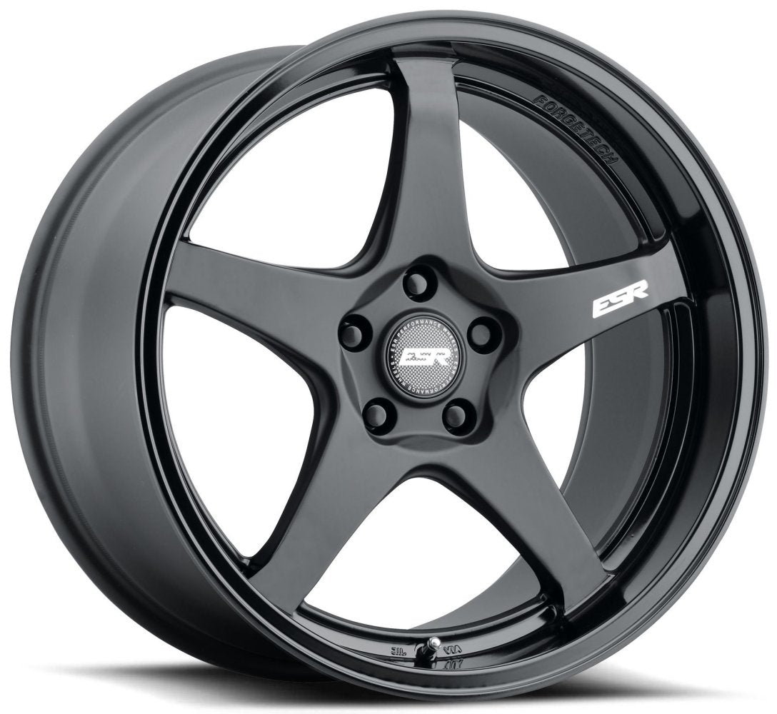 18x10.5 ESR AP5 Matte Black w/ Gloss Black Lip (Flow Form) 5x110 22mm (CUSTOM)