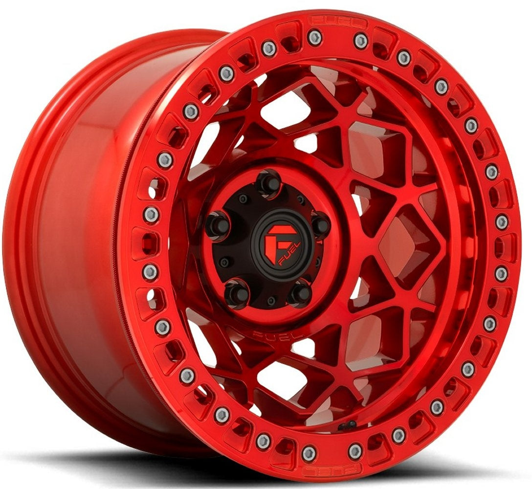 (Clearance - No Returns) 17x9 Fuel Off-Road Unit Beadlock Candy Red D121 6x135 -15mm