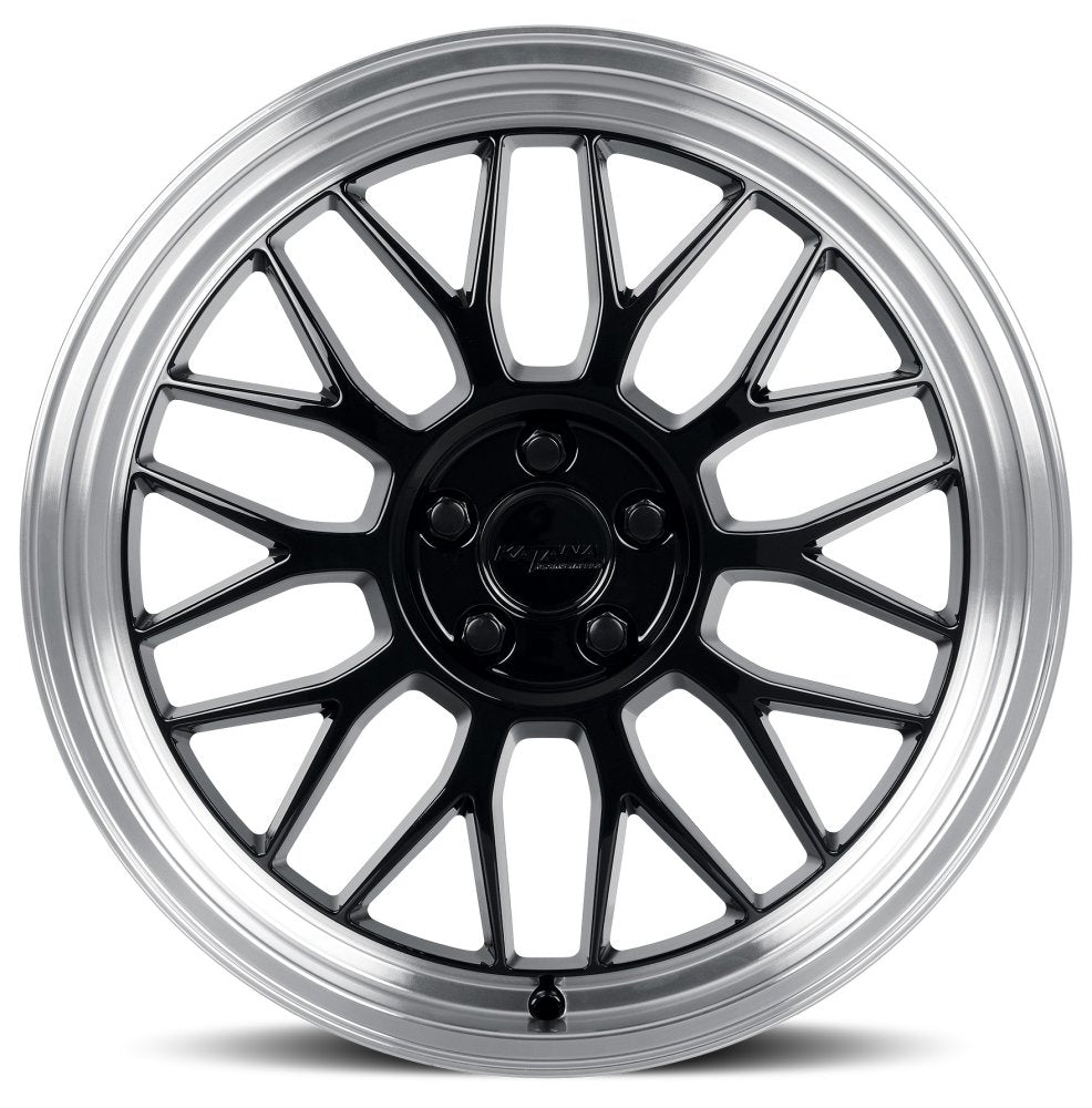 18x8 Katana Racing KR06 Gloss Black Machined Lip 5x112 40mm