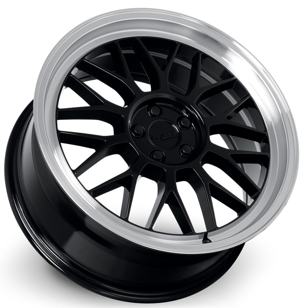 18x8 Katana Racing KR06 Gloss Black Machined Lip 5x112 40mm