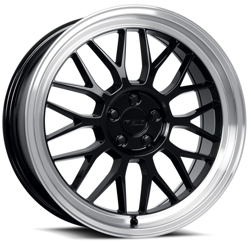 18x8 Katana Racing KR06 Gloss Black Machined Lip 5x112 40mm