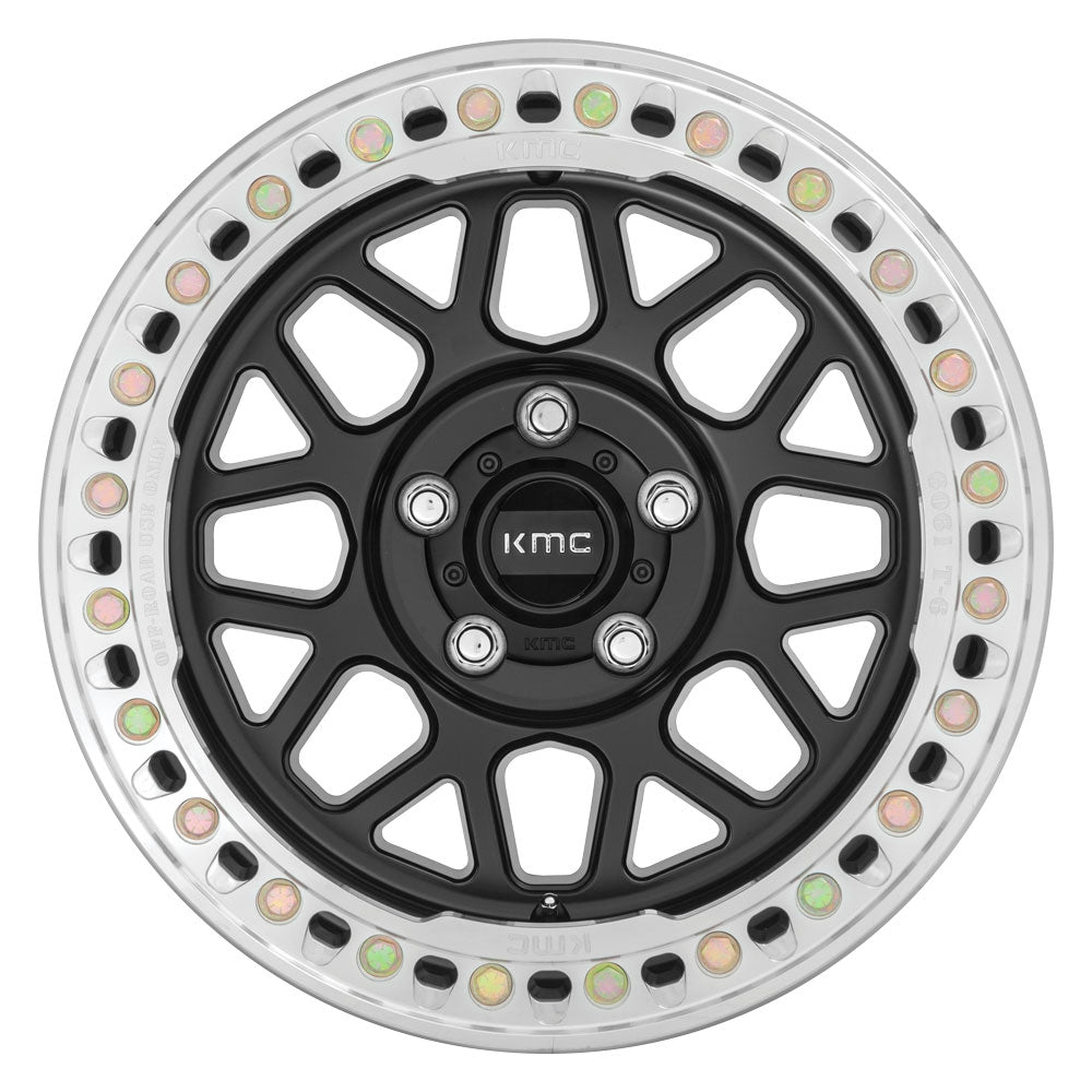 (Clearance - No Returns) 17x8.5 KMC KM235 Grenade Crawl Satin Black w/ Machined Ring (True Beadlock) 6x6.5/165 0mm