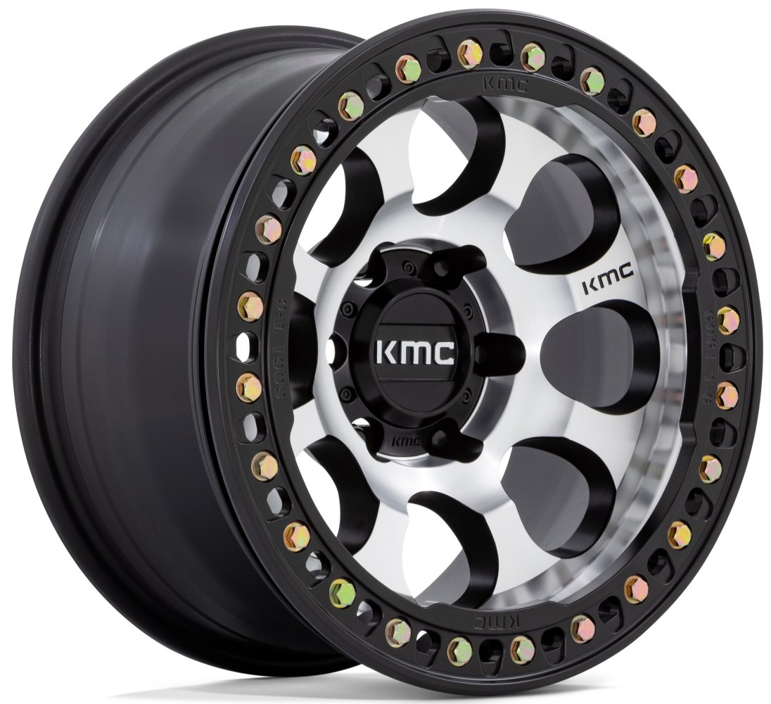 (Clearance - No Returns) 17x8.5 KMC KM237 Riot Beadlock Satin Black Machined Face (True Beadlock) 5x5/127 0mm