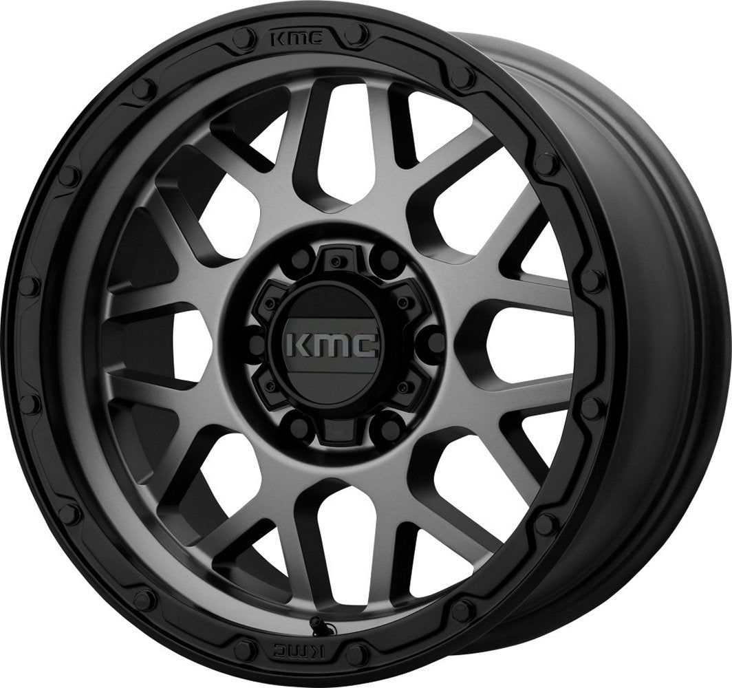 (Clearance - No Returns) 17x9 KMC KM535 Grenade Matte Grey w/ Black Lip 6x135 18mm