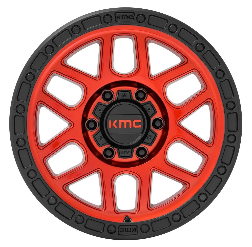 (Clearance - No Returns) 17x9 KMC KM544 Mesa Candy Red w/ Black Ring 6x5.5/139.7 18mm