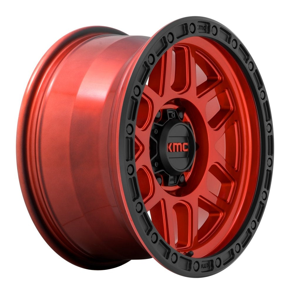(Clearance - No Returns) 17x9 KMC KM544 Mesa Candy Red w/ Black Ring 6x4.5/114.3 18mm