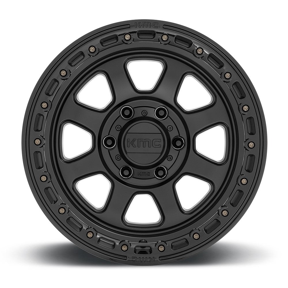 (Clearance - No Returns) 17x9 KMC KM548 Chase Satin Black w/ Gloss Black Lip 8x6.5/165 0mm