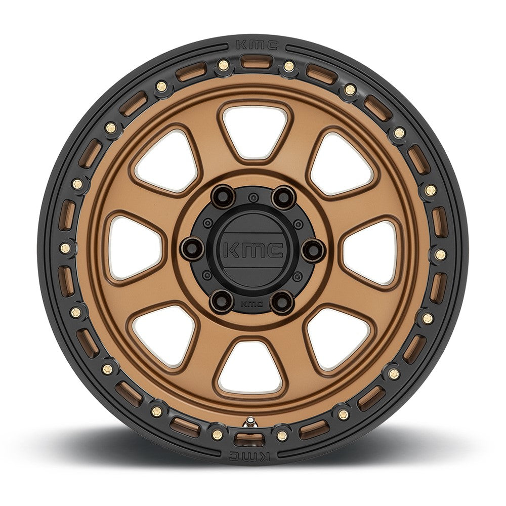 (Clearance - No Returns) 17x9 KMC KM548 Chase Matte Bronze w/ Black Lip 6x5.5/139.7 -12mm