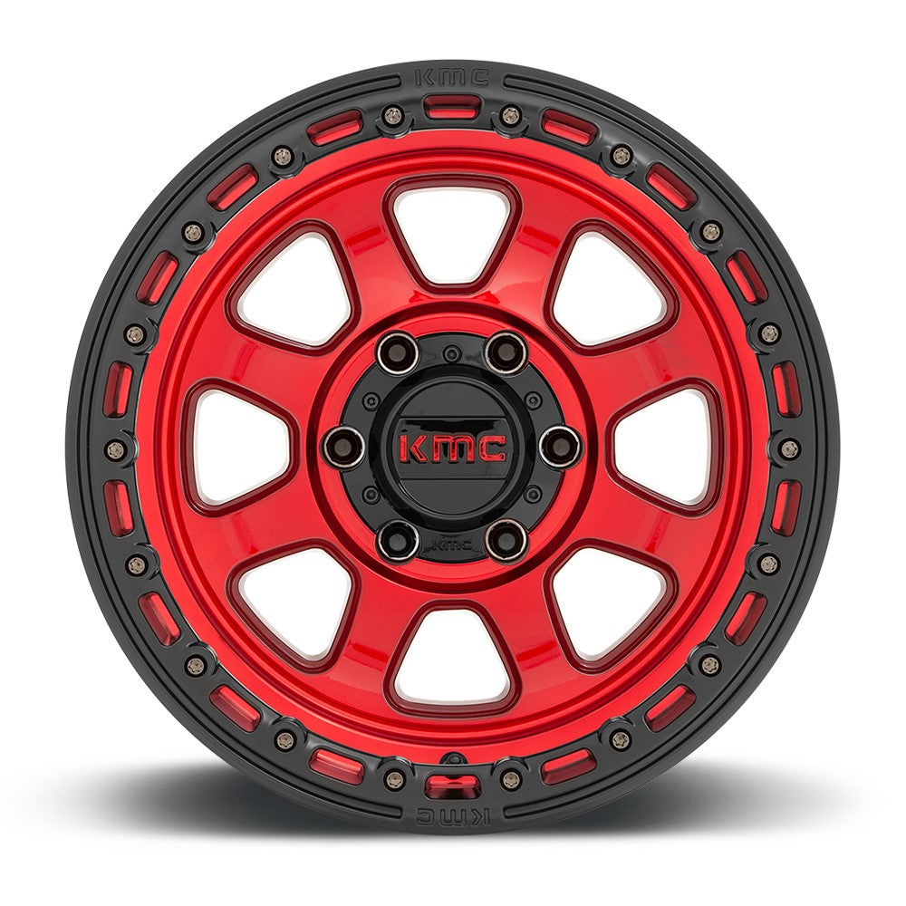 (Clearance - No Returns) 17x9 KMC KM548 Chase Candy Red w/ Black Lip 6x5.5/139.7 -12mm