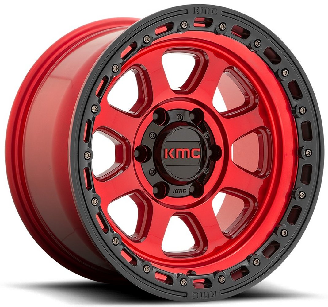 (Clearance - No Returns) 17x9 KMC KM548 Chase Candy Red w/ Black Lip 5x5/127 -12mm