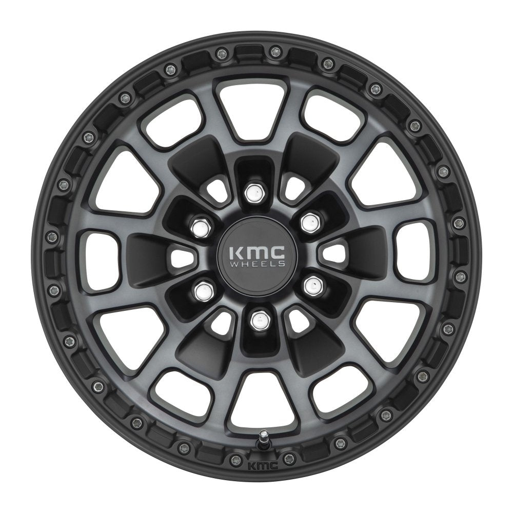 (Clearance - No Returns) 17x8.5 KMC KM718 Summit Satin Black w/ Gray Tint 6x135 18mm