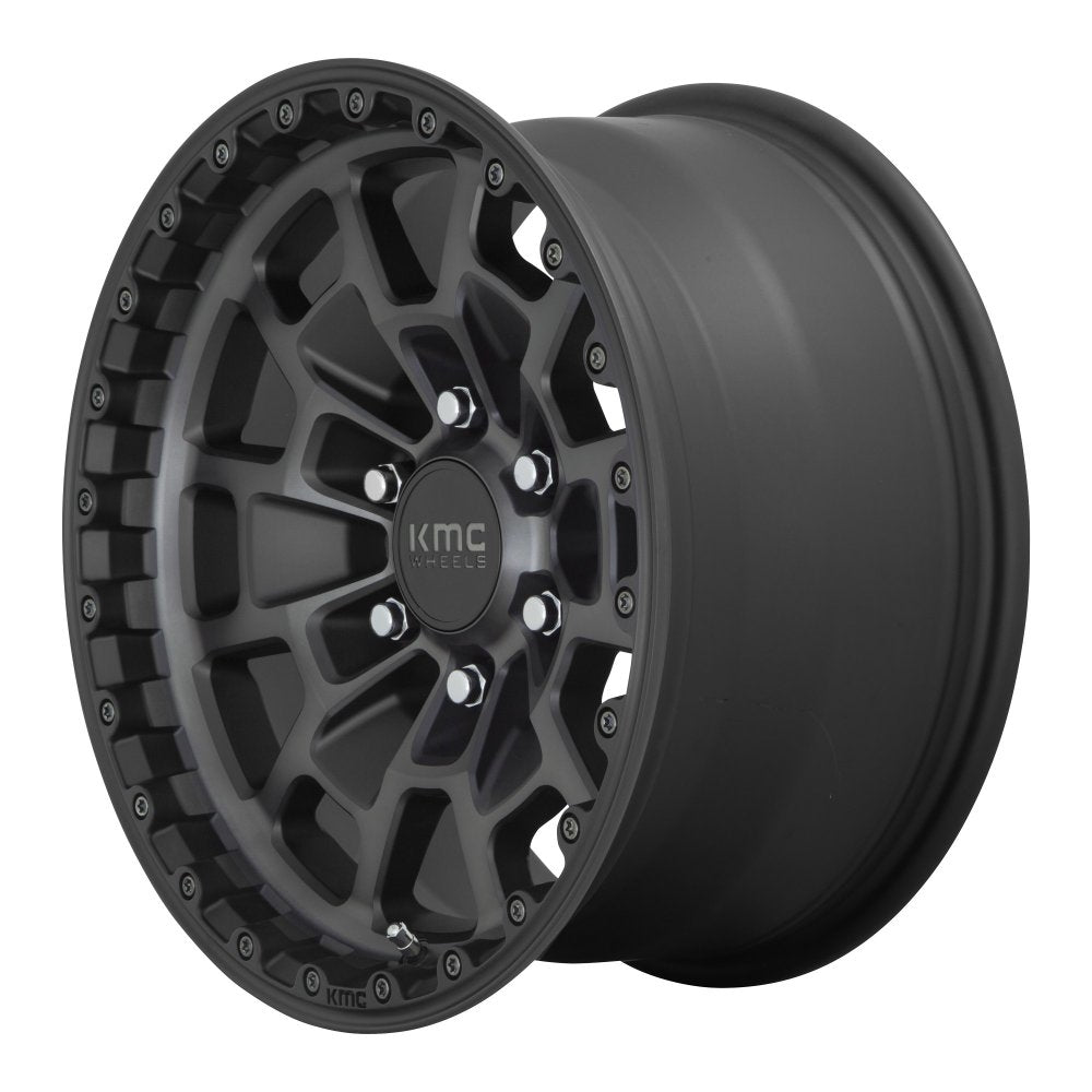 (Clearance - No Returns) 17x8.5 KMC KM718 Summit Satin Black w/ Gray Tint 6x135 18mm