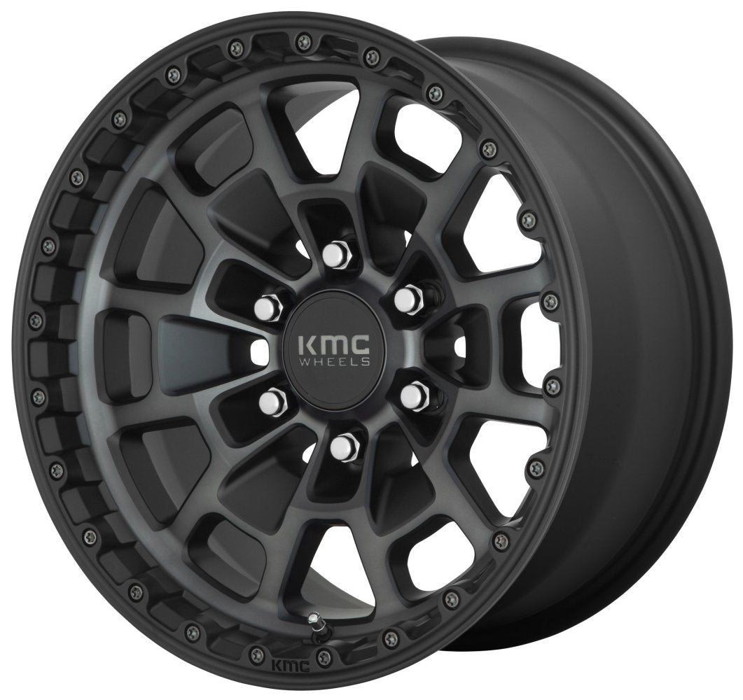 (Clearance - No Returns) 17x8.5 KMC KM718 Summit Satin Black w/ Gray Tint 6x135 18mm