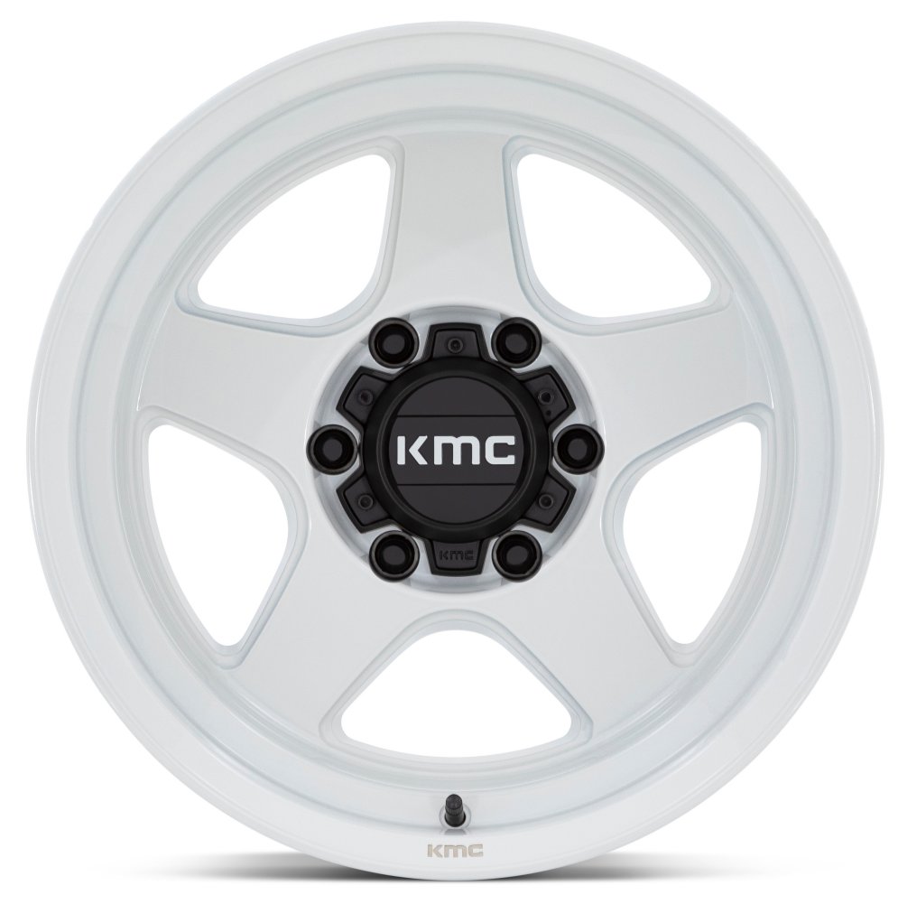 (Clearance - No Returns) 17x8.5 KMC KM728 Gloss White 6x135 -10mm