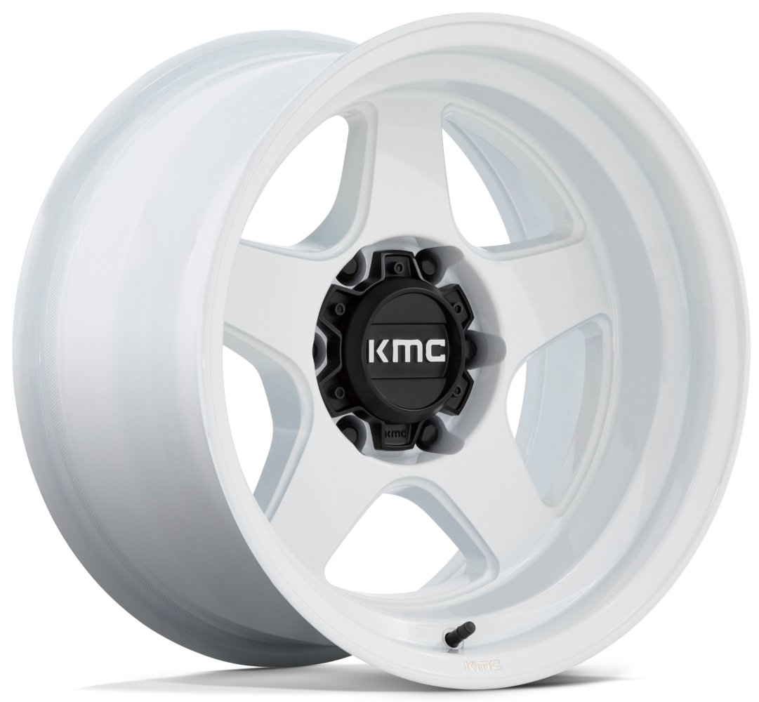 (Clearance - No Returns) 17x8.5 KMC KM728 Gloss White 6x135 -10mm