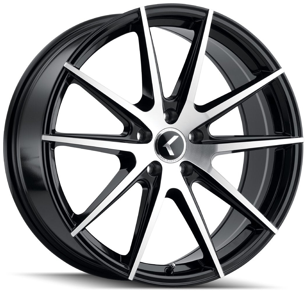 (Clearance - No Returns) 17x8 Kraze KR193 Turismo Gloss Black Machined Face 5x4.5/114.3 38mm