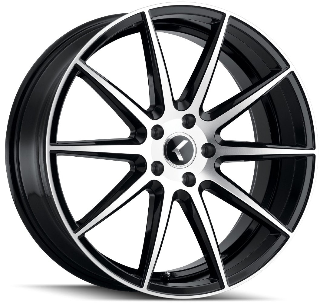 (Clearance - No Returns) 17x8 Kraze KR194 Cosmos Gloss Black Machined Face 5x115 38mm