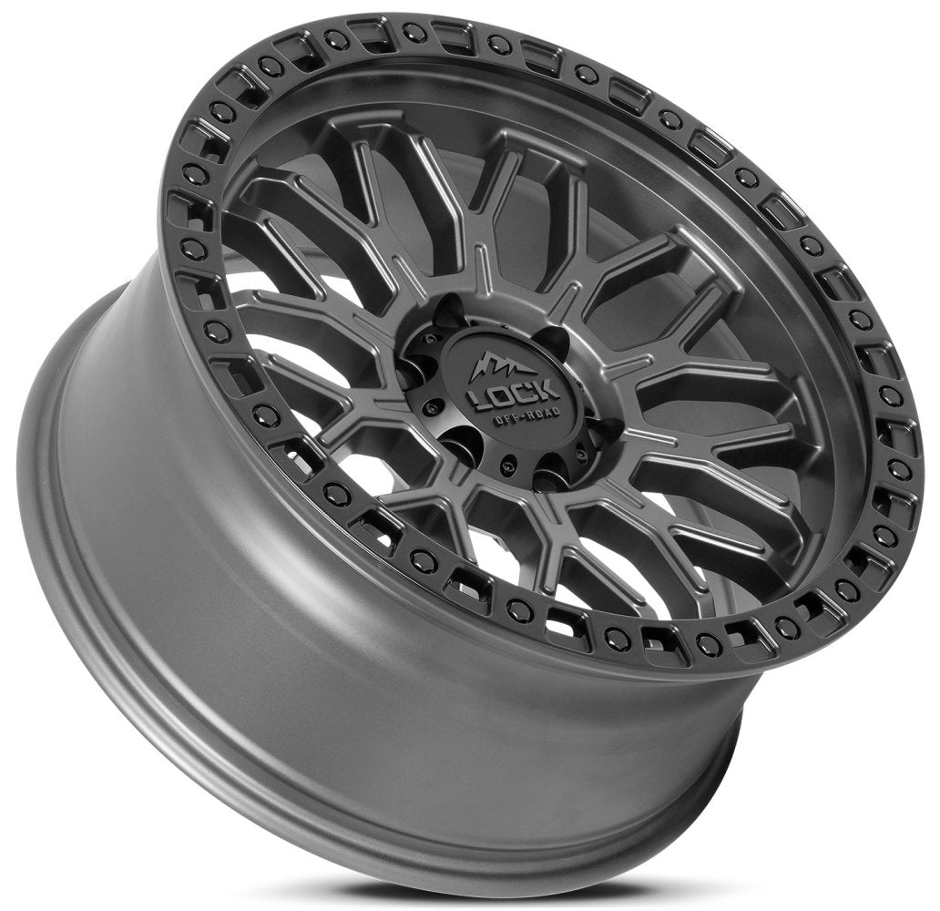 20x10 Lock Off-Road Combat Matte Grey w/ Matte Black Ring 8x170 -18mm