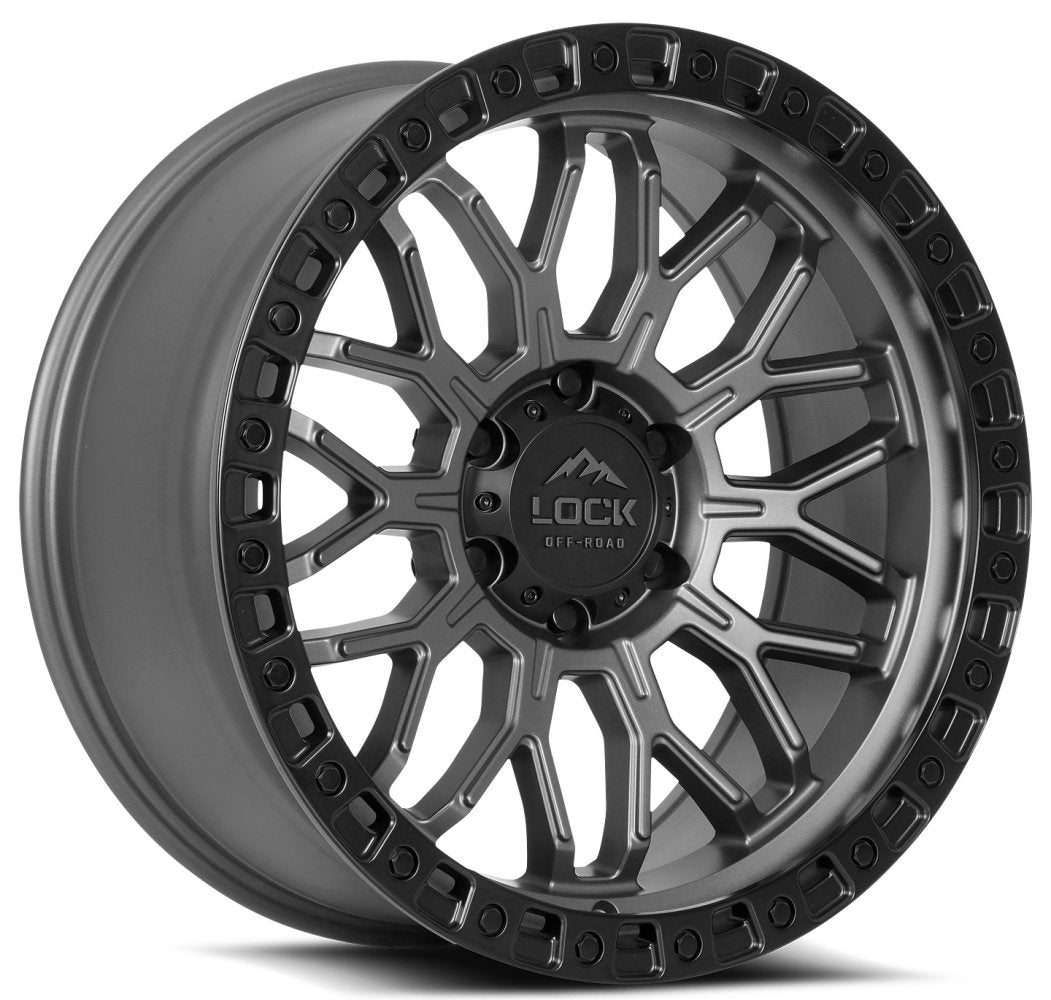 20x10 Lock Off-Road Combat Matte Grey w/ Matte Black Ring 8x170 -18mm