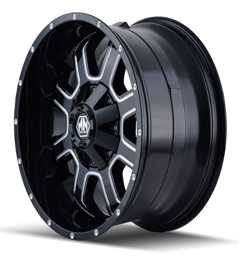 (Clearance - No Returns) 17x9 Mayhem Fierce 8103M Gloss Black w/ Milled Spokes 6x135 6x5.5/139.7 -12mm