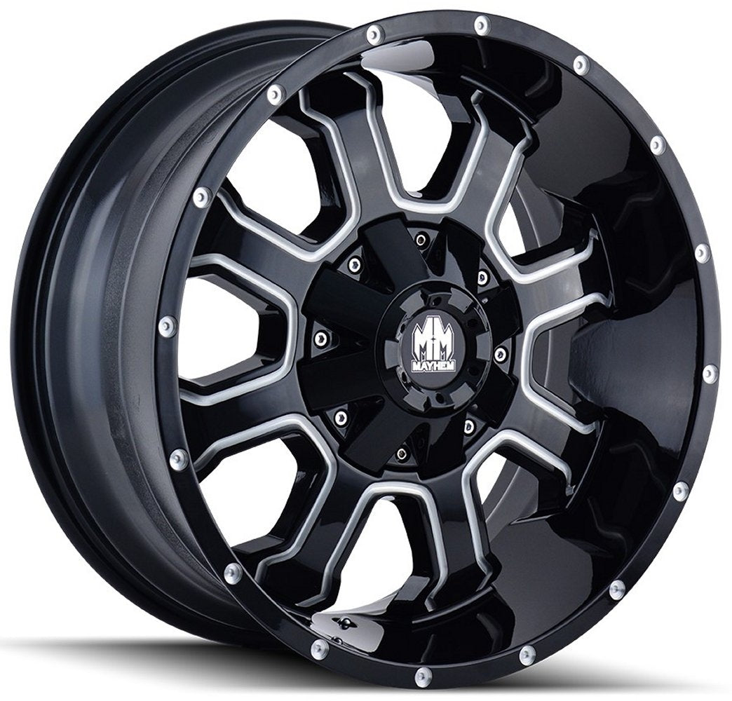 (Clearance - No Returns) 17x9 Mayhem Fierce 8103M Gloss Black w/ Milled Spokes 6x135 6x5.5/139.7 -12mm