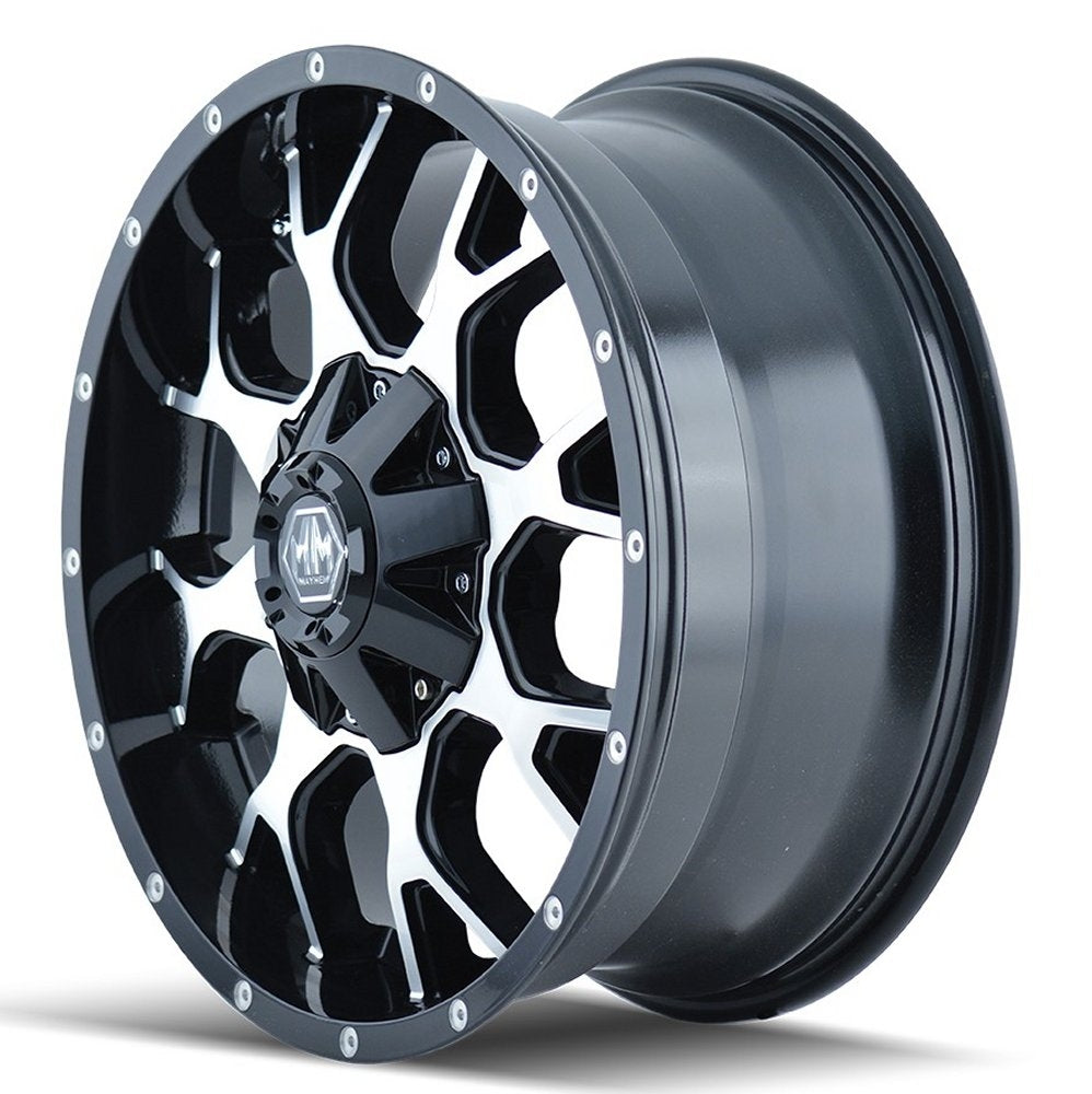 (Clearance - No Returns) 17x9 Mayhem Warrior 8015B Gloss Black w/ Machined Face 5x4.5/114.3 5x5/127 -12mm