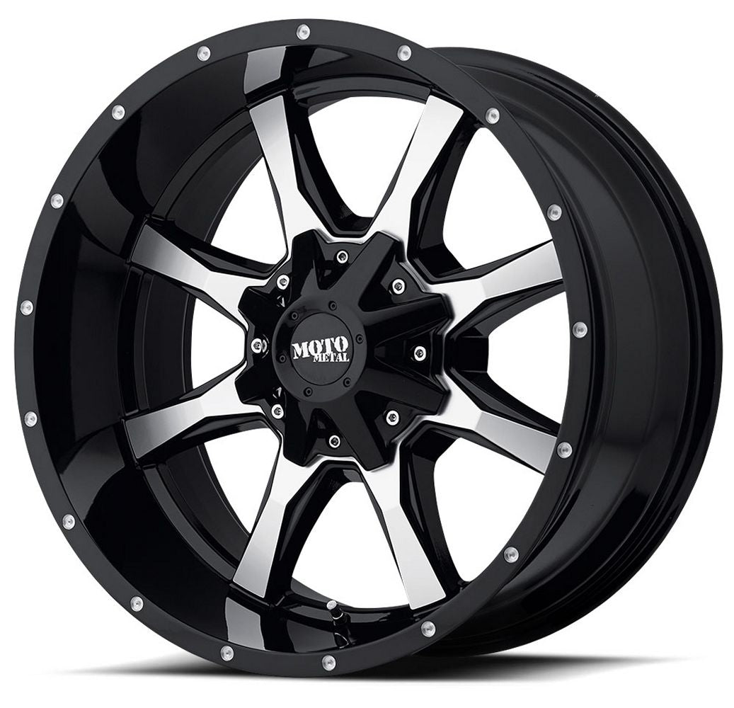 (Clearance - No Returns) 17x9 Moto Metal MO970 Gloss Black Machined 5x5/127 5x5.5/139.7 -12mm