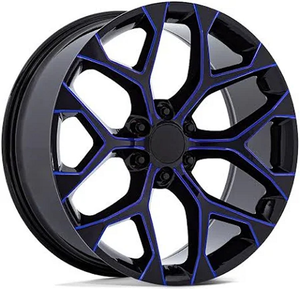 20x9 Performance Replicas PR176 Gloss Black Blue Milled 6x5.5/139.7 24mm