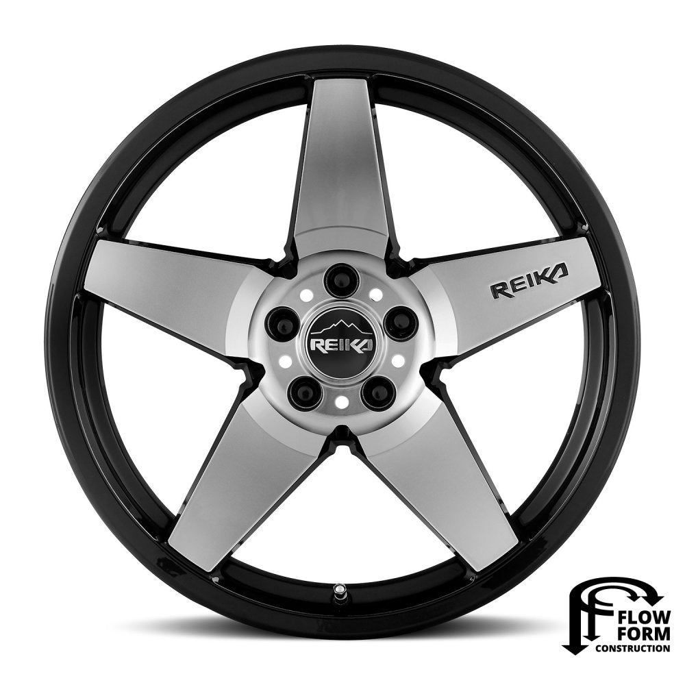 (Clearance - No Returns) 17x7 Reika R15 Seeker Gloss Black Machine Face (Flow Formed) 5x100 15mm
