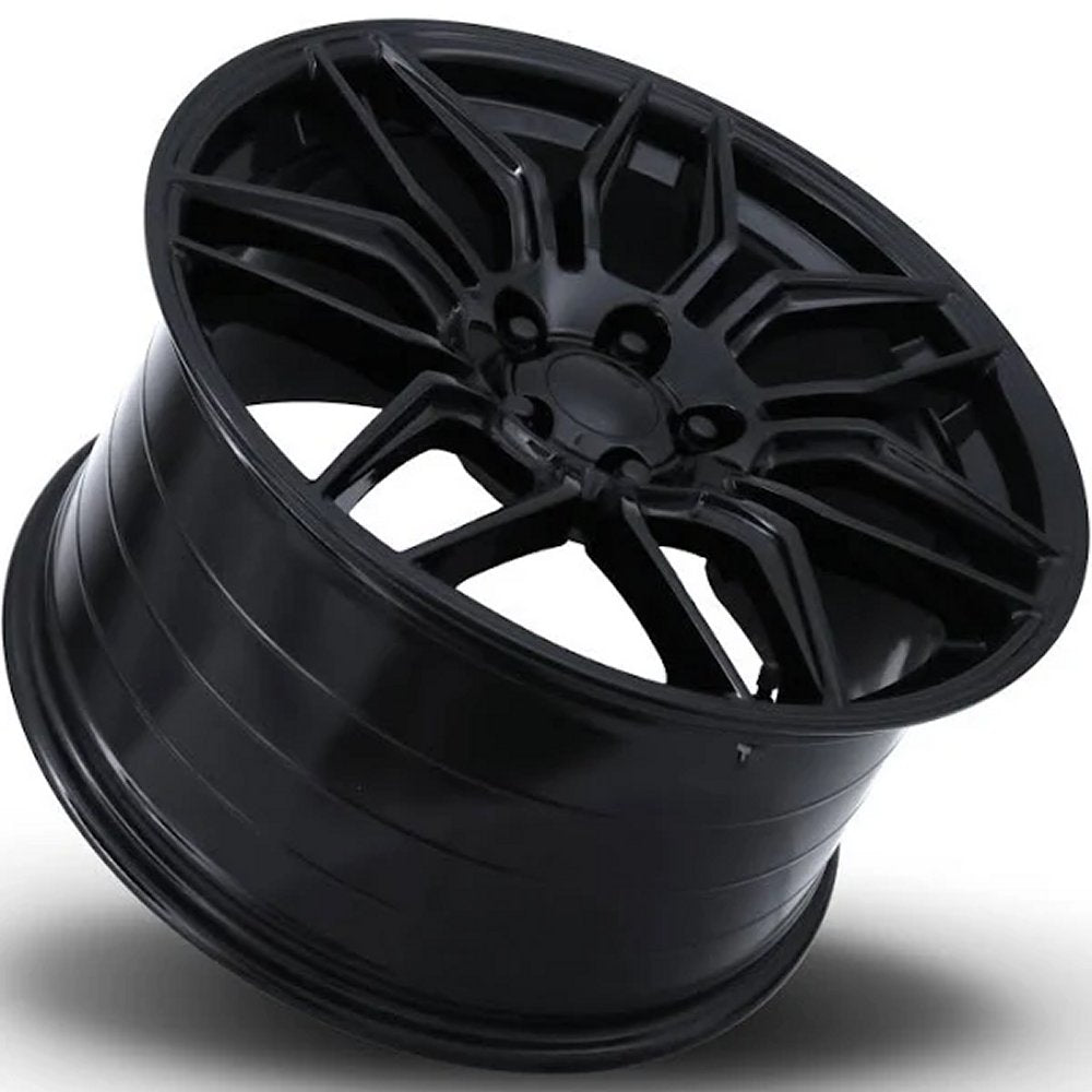 19x8.5 Corvette C8 ZO6 Replica Wheels Gloss Black FR401F (Flow Form) 5x120 38mm