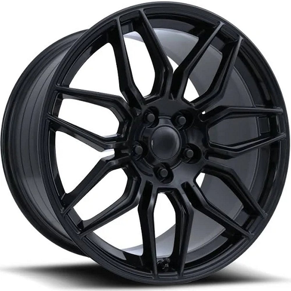 19x8.5 Corvette C8 ZO6 Replica Wheels Gloss Black FR401F (Flow Form) 5x120 38mm