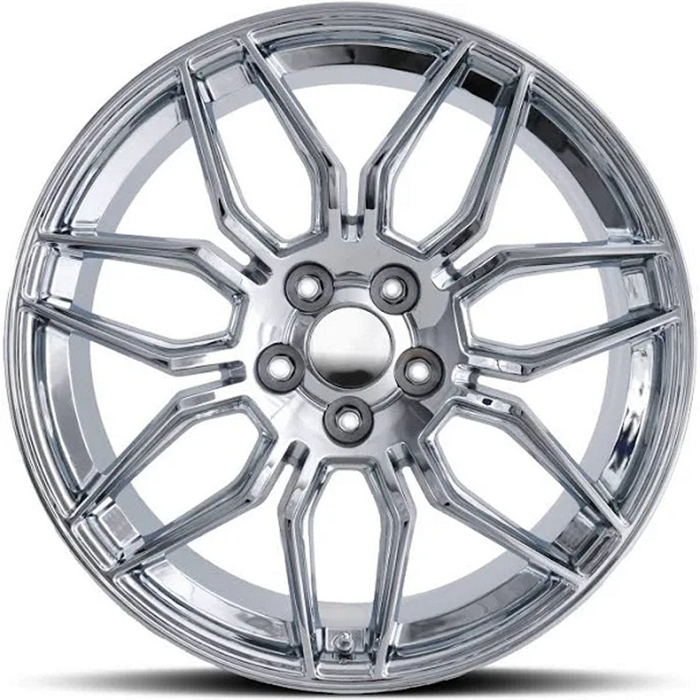 19x8.5 Corvette C8 ZO6 Replica Wheels Chrome FR401F (Flow Form) 5x120 38mm