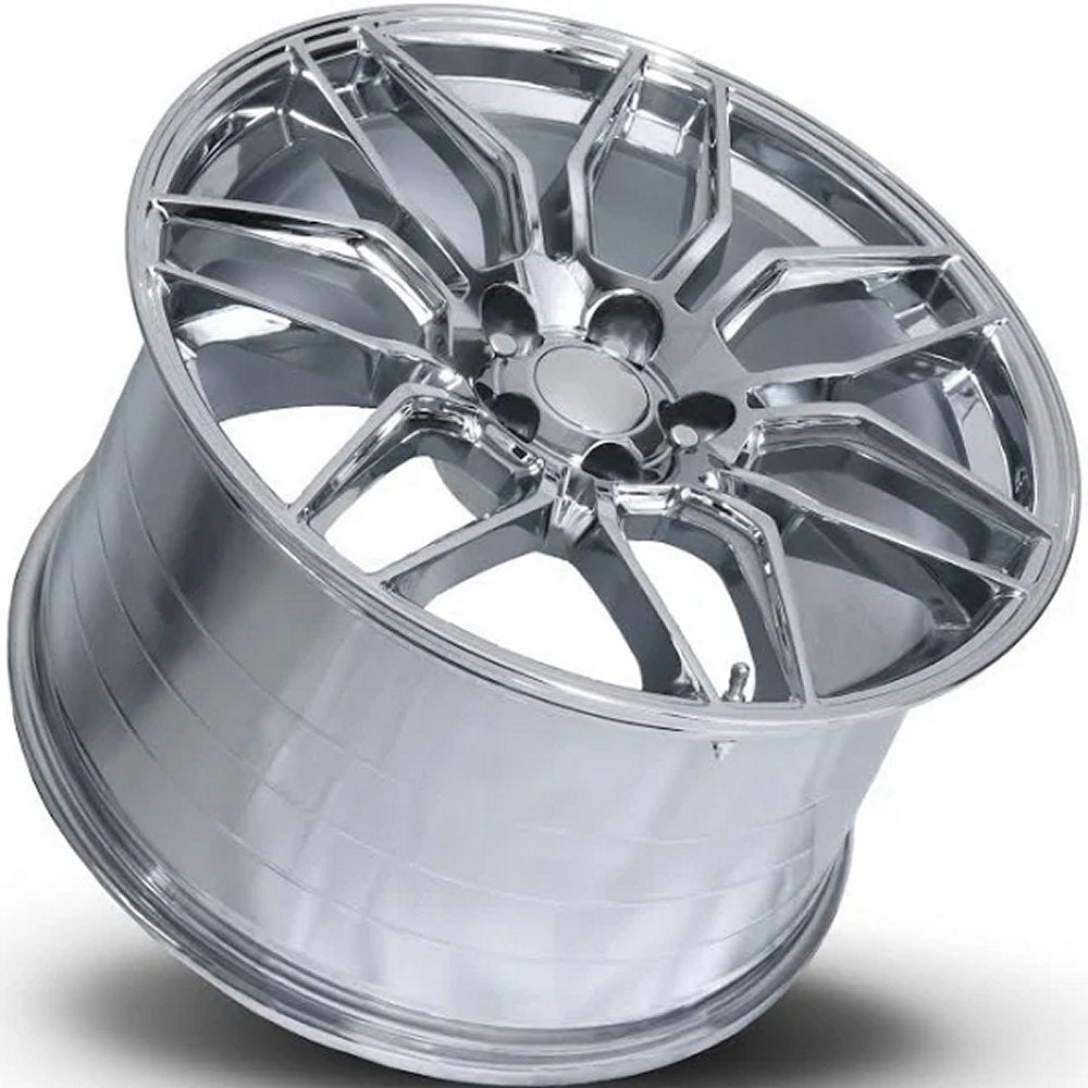 19x8.5 Corvette C8 ZO6 Replica Wheels Chrome FR401F (Flow Form) 5x120 38mm