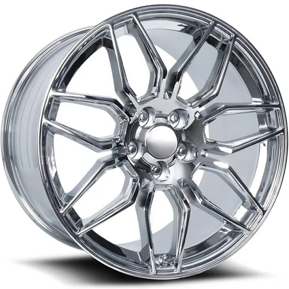 19x8.5 Corvette C8 ZO6 Replica Wheels Chrome FR401F (Flow Form) 5x120 38mm