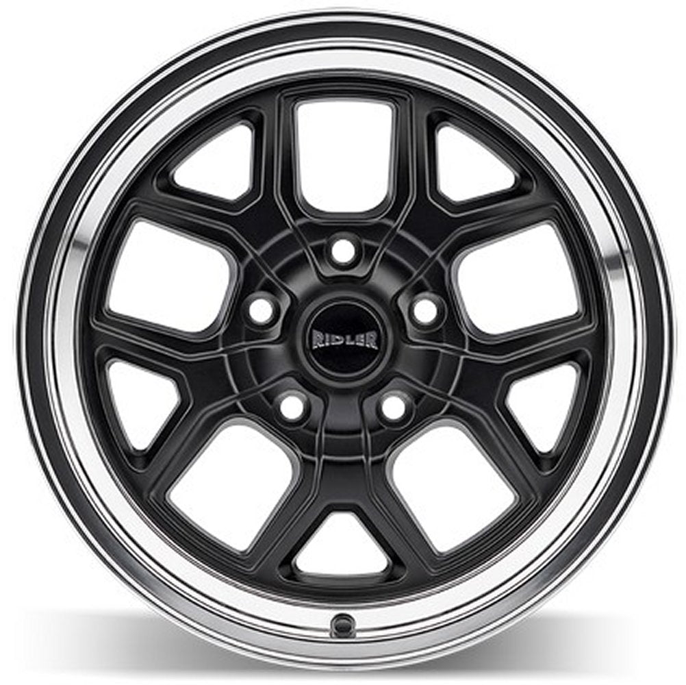 (Clearance - No Returns) 17x7 Ridler 610 Matte Black w/ Polished Lip 5x5/127 0mm