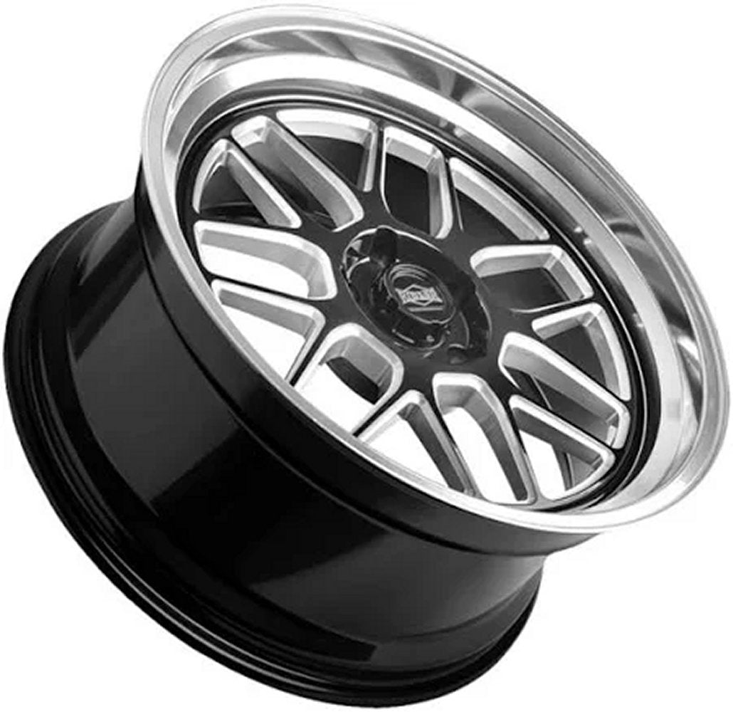 (Clearance - No Returns) 17x7 Ridler 611 Gloss Black Milled w/ Polished Lip 5x4.5/114.3 0mm