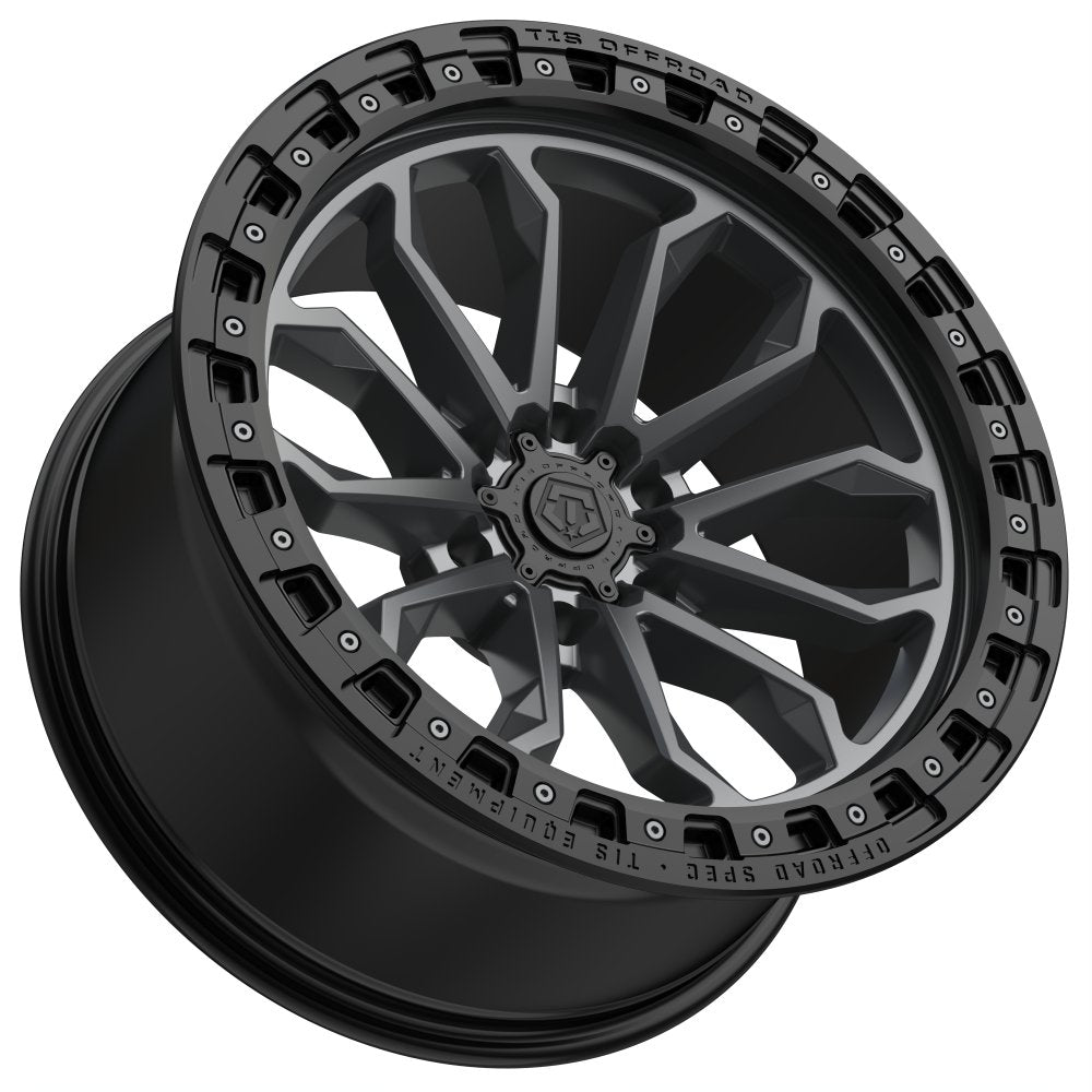 (Clearance - No Returns) 17x9 TIS Off-Road 556AB Satin Anthracite w/ Black Bead Ring 6x135 -12mm