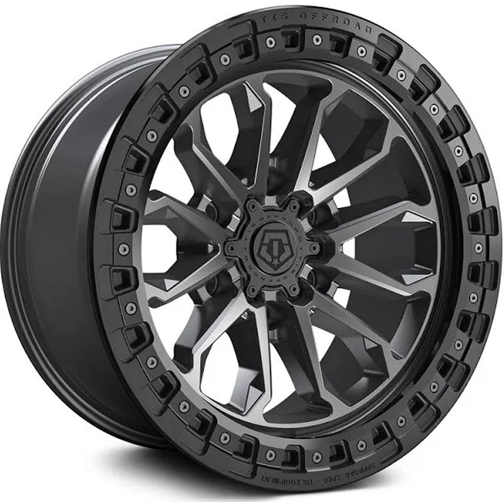 (Clearance - No Returns) 17x9 TIS Off-Road 556AB Satin Anthracite w/ Black Bead Ring 6x135 -12mm