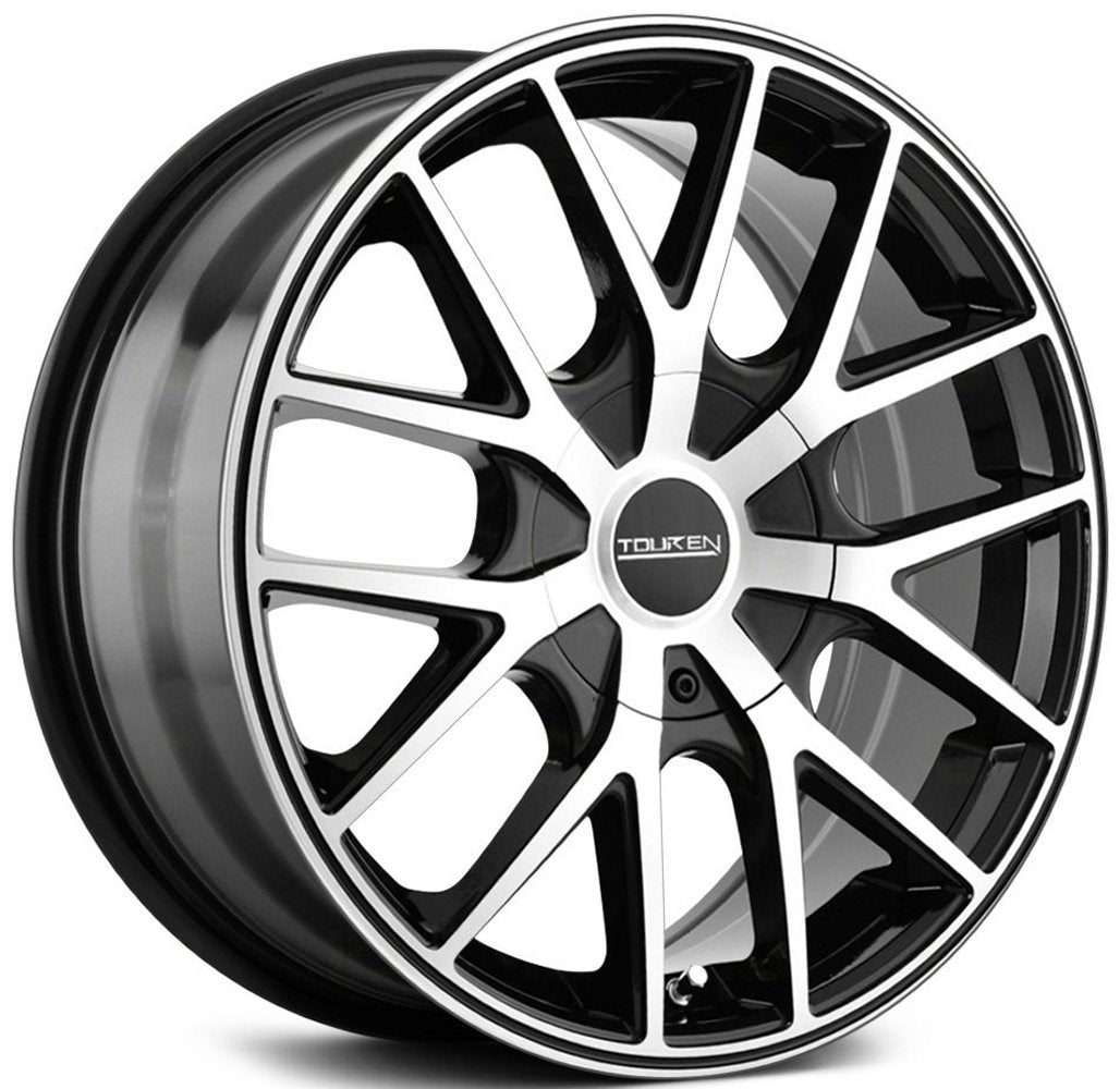 (Clearance - No Returns) 16x7 Touren TR60 Gloss Black Machined Face & Black Ring 5x100 5x4.5/114.3 42mm